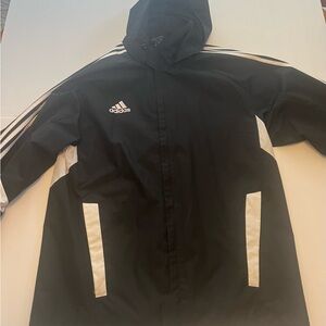 Adidas Black and White Hooded Jacket